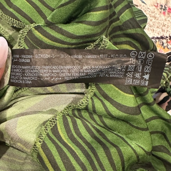 Zara Lara Psychedelic v-neck satin green Midi Slip Dress XL - Picture 8 of 13